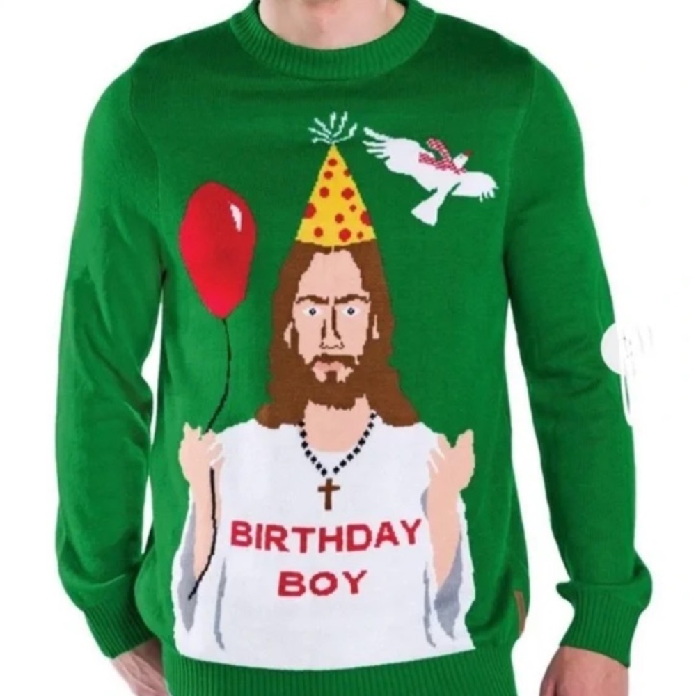 Like New Tipsy Elves Jesus Birthday Boy Ugly Christmas Sweater, Size Medium